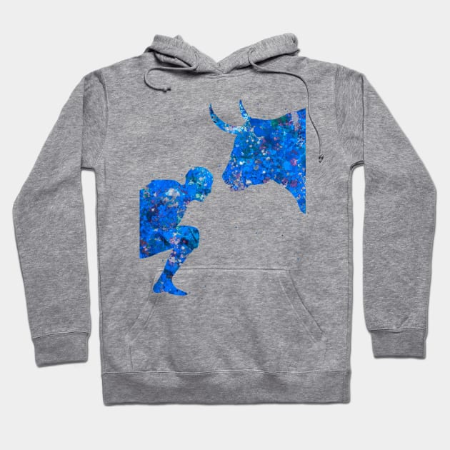 Bullfighter blue art Hoodie by Yahya Art